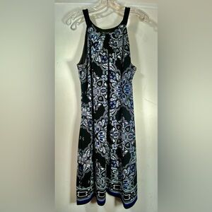 White House Black Market Blue and Black Dress Size Medium